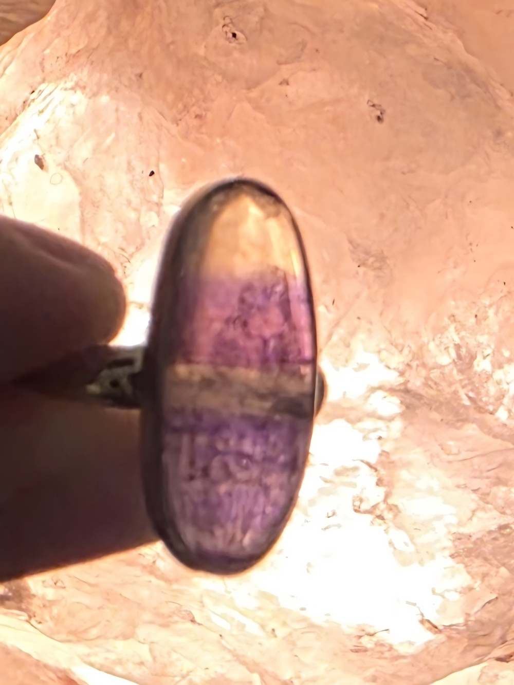 Handcrafted Purple and Gold Oval Gemstone Ring